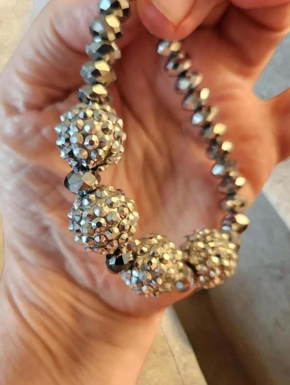 Silver Crystal Bead Necklace and Bracelet Set■ EUC■ Read Below
